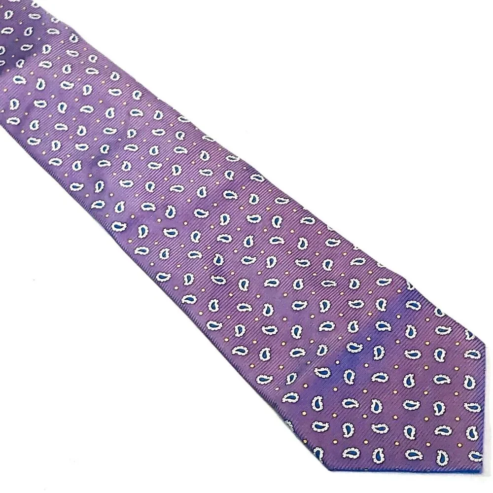 Meeting Street Tie Repp Weave Lavender Purple Paisley Dot Handmade Silk Summery
